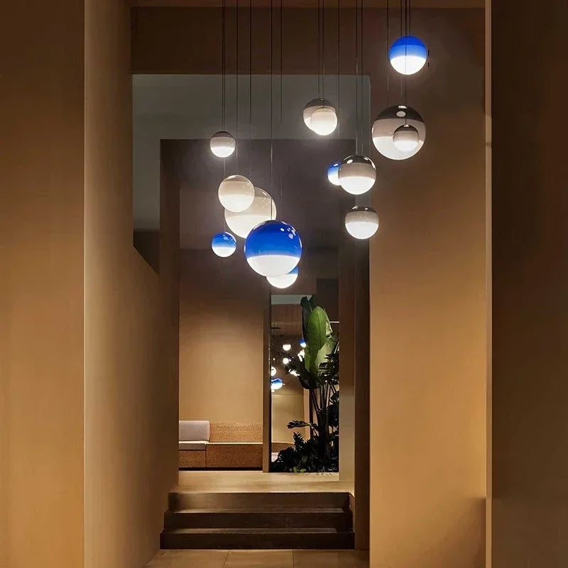 Gradient Colorful Pendant Light LED Modern Chandelier Hanging Lamps For Bedroom Living Rooms Indoor Lighting
