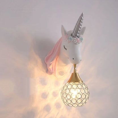 Nordic Modern Unicorn Wall Lamps Simple Individual Lovely Kids Room Wall Lights Bedroom Lamp Cartoon Sconce Wall Light