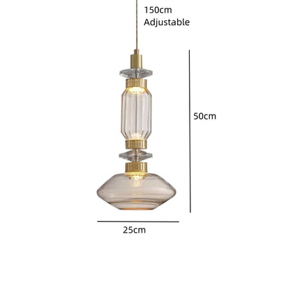 Clear Amber Glass LED Chandelier Modern Pendant Lamp Hall Parlor Restaurant Bedside Lighting Fixtures
