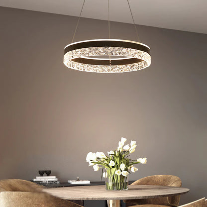 Modern Round Ring Led Chandelier Remote Control Pendant Lamp For Living Room Dining Room Kitchen Bedroom Design Hanging Light