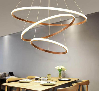 Modern LED Pendant Lights Hang Lamp Living Room Foyer White Coffee Black External Illumination Ring Lighting Luminaria Abajur De