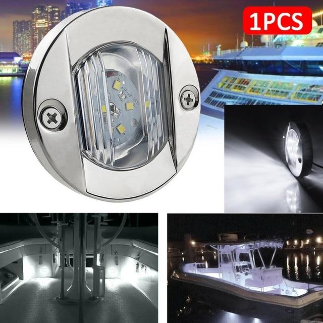DC Marine Boat Transom LED Stern Light Round Stainless Steel Warm White/White/Blue LED Tail Lamp Yacht Accessory Waterproof