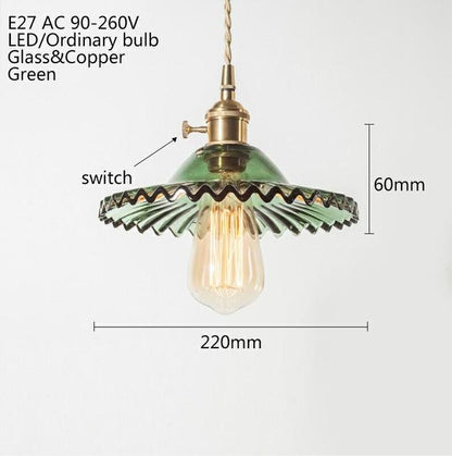 Europe Retro Novelty Glass&iron Pendant Light LED E27 With 5 Colors For Bedroom/Living Room/Bathroom/Dining Room/Restaurant