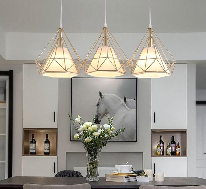 Gold Color Pendant Lights Triangle Shape Nordic Style 1head/3heads  Hanging Lamp Simple Metal Lights Fixtures Deco Abajur