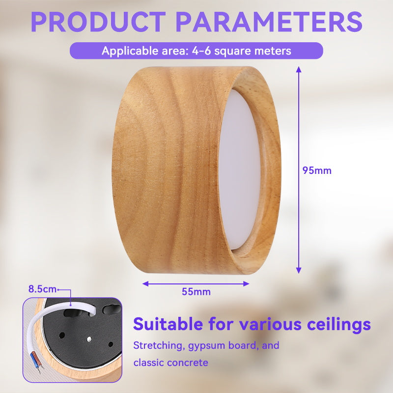 Downlight Wooden Ceiling Lamp 220V Indoor Decor Lamps Room Lighting Living Room Corridor LED Down Lights