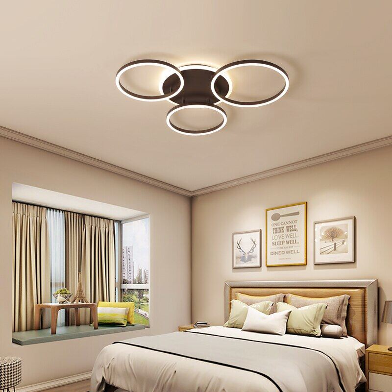 Surface Mounted Led Chandelier White&Coffee Body Modern Led Chandelier Lighting Living Room Bedroom Kitchen Dining Room L