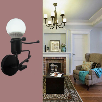 Iron Led Wall Lamp American Creative Wall Lights Metal Cartoon Robot Sconce Wall Light bedroom Children room Luminaire