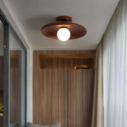 Modern Wooden Ceiling Light Log Color Walnut Wood Ceiling Lamps Surface Ceiling Lighting G9