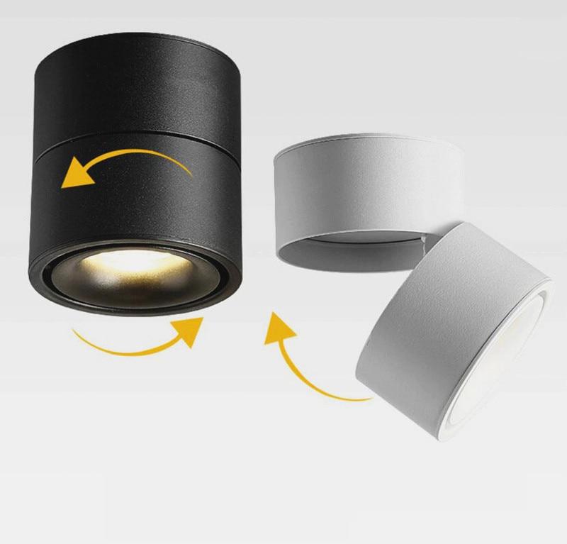Dimmable COB LED Downlights Surface Mounted LED Ceiling Lamps 7W/9W/12W Foldable And 360° Rotatable Background Track Spot lights