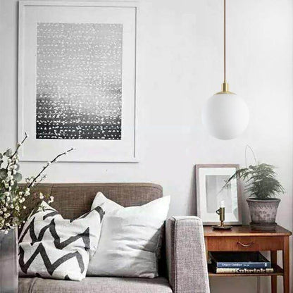 Nordic Loft Brass Single-head Glass Ball Pendant Lamps E27 LED Hanging Light For Kitchen Living Room Bedside Bathroom Hotel Room