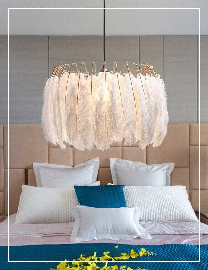Feather Lamp Modern Nordic  Fairy Feather Chandelier Lamp Loft Pendant Lamp Lights Living Suspension Lighting Fixtures