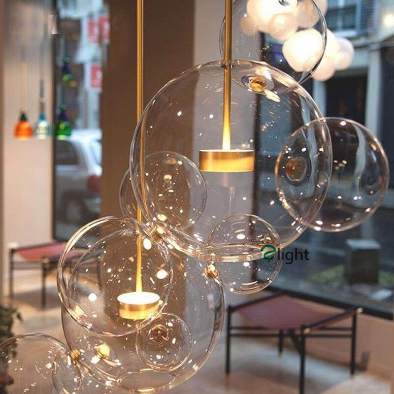 Modern Creative Clear Glass Bubble Ball Led Pendant Lamp for dining room living room bar LED Glass Hang Lamp