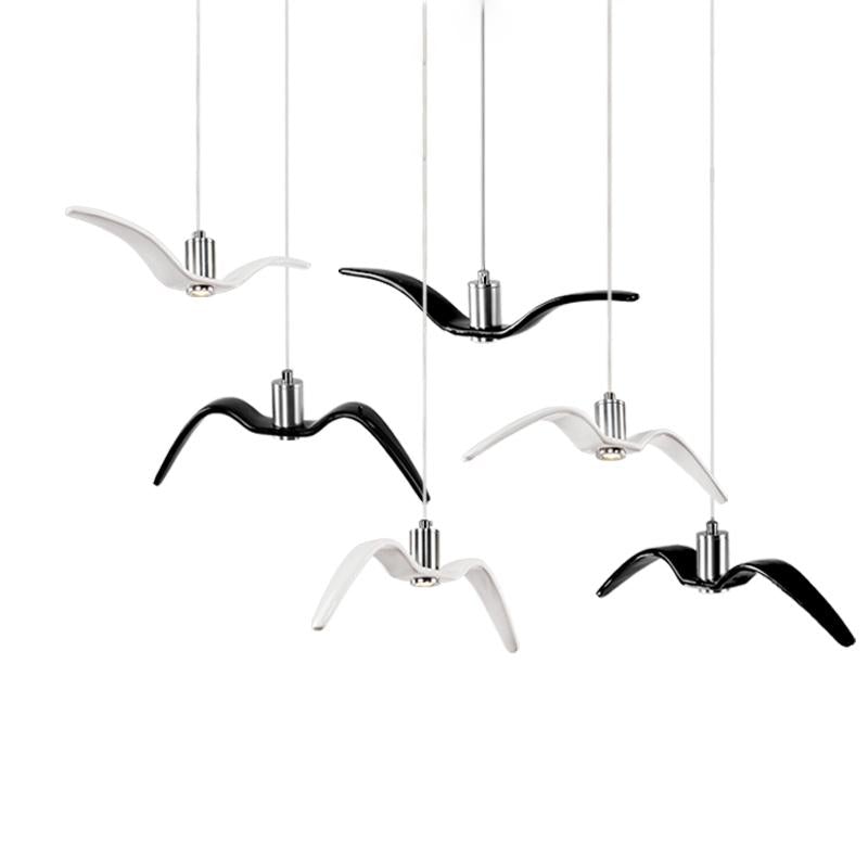 Resin Night Birds Silhouette Sky Freedom Seagull Pendant Light