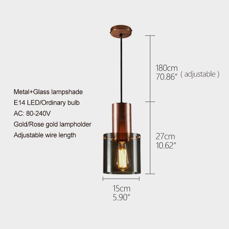 Modern Personality E14 Led Single Head Pendant Lamps Smoke Gray Glass Kitchen Bedroom Bedside Study Restaurant Hanging Light