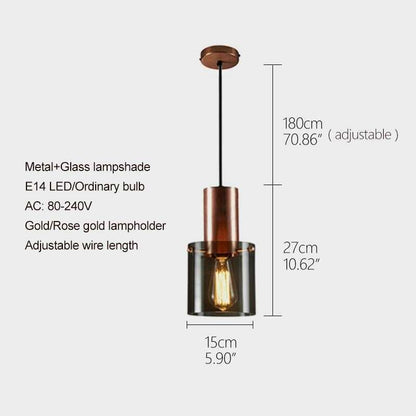 Modern Personality E14 Led Single Head Pendant Lamps Smoke Gray Glass Kitchen Bedroom Bedside Study Restaurant Hanging Light