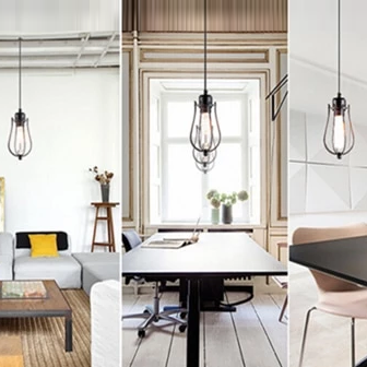 Indoor Lighting Cord LED Pendant Lights E27 Retro Celling Lights With Edison Bulb Loft Industry Country Vintage Iron Painted