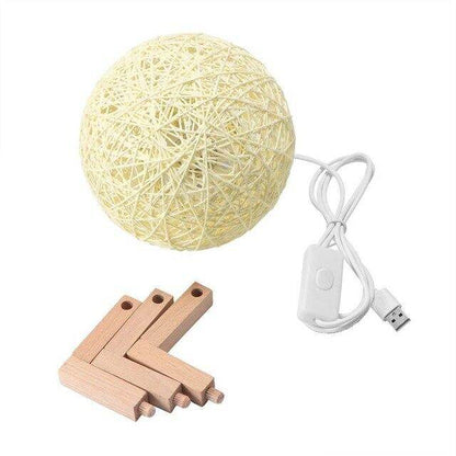 Projection Lamp Romantic Star Night Light Rattan Ball Table Lamp USB Charging Sepak Takraw Light For Home Bedroom Decor