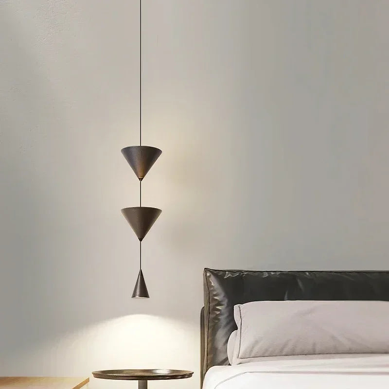 Nordic Restaurant Home LED Pendant Light Modern Black White Counter Conical Lamp