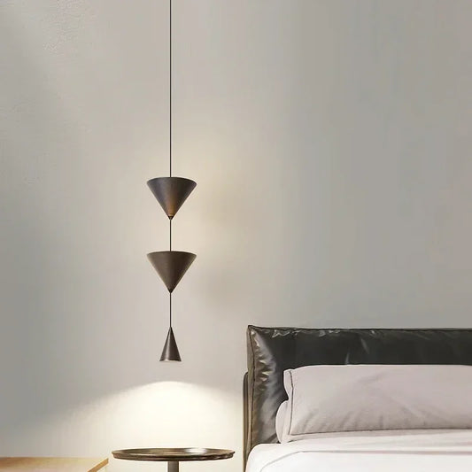 Nordic Restaurant Home LED Pendant Light Modern Black White Counter Conical Lamp