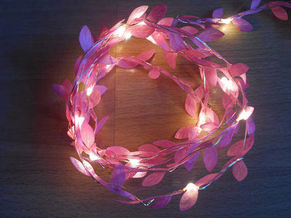 tiny leaves garland fairy light led copper wire Battery string lights for Wedding forest Table Christmas home party Decoration