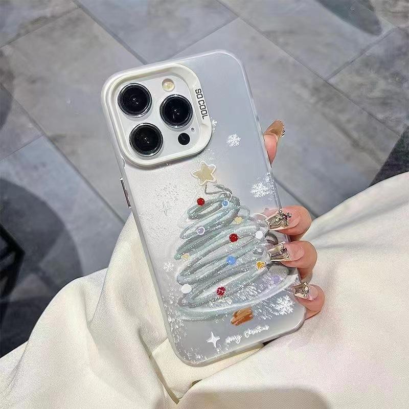 Christmas Tree Acrylic PhoneCase for IPhone 16 15Pro Max 11 12 13Mini 14Pro XS XR 7 8 Plus Shockproof Screen Protector Shell