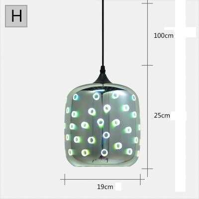 Modern 3D Colorful Nordic Starry Sky Hanging Glass Shade Pendant Lamp Lights E27 LED For Kitchen Restaurant Living Room