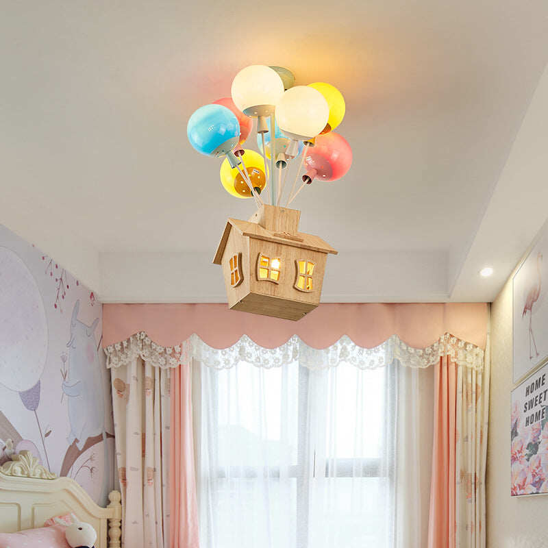 Balloon Creative Dream Cartoon Flying House Ceiling Lamp