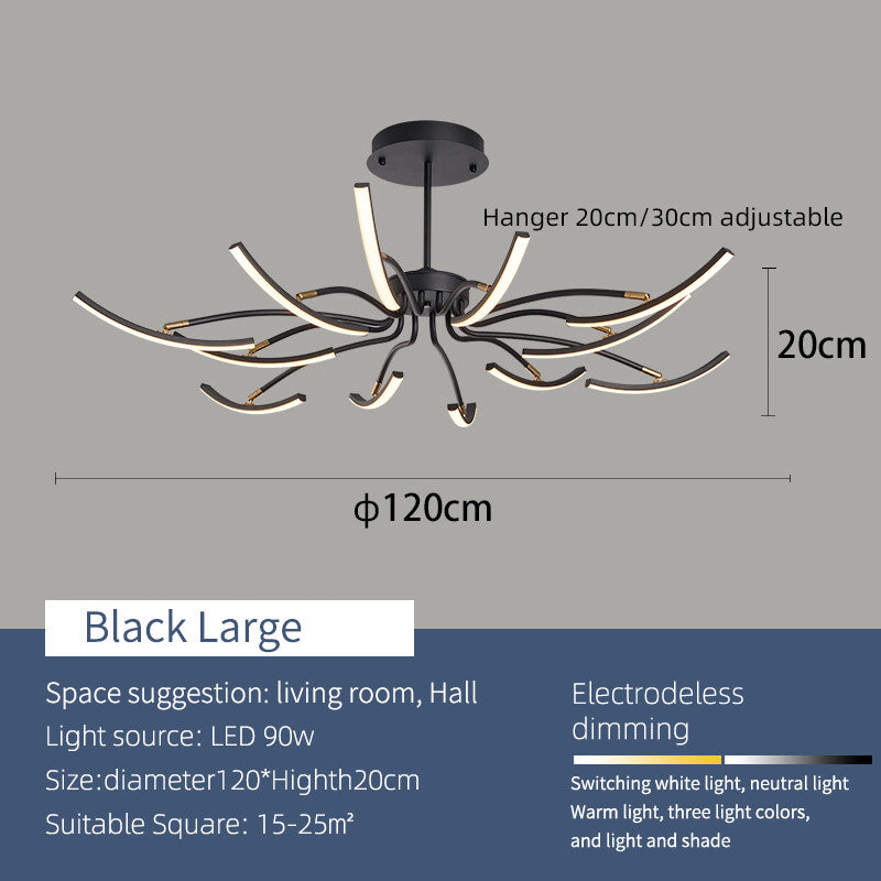 MDWELL Matte Black/White Finished Modern Led Ceiling Lights for living room bedroom study room Adjustable New Led Ceiling Lamp