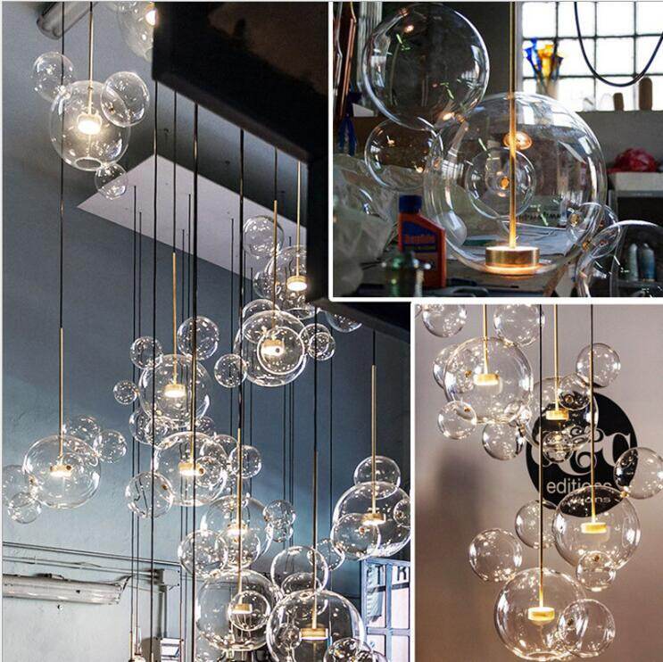 Bubble Lamp Globe Glass Hanging Lamps Dining Room Bubble Pendant Light Kitchen Hotel Glass Ball Suspension Lighting