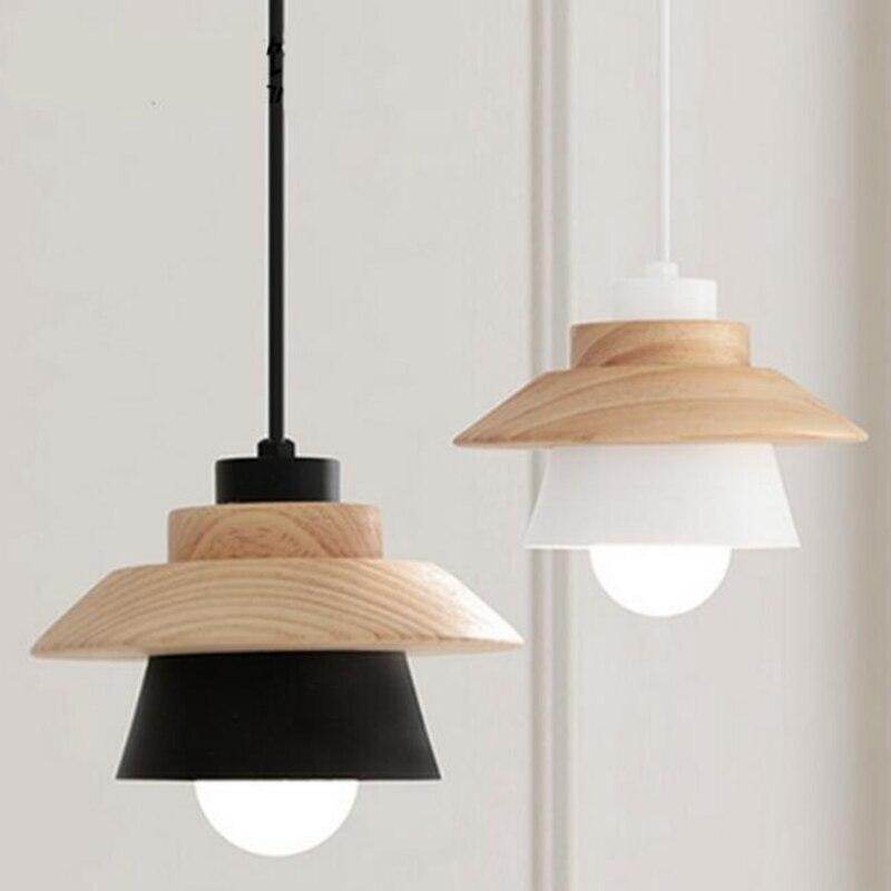 Modern Pendant Lamp Light, Natural Simple Wooden Pendant Light Lighting Fixture For Loft Cafe Bar Living Room Luminaire