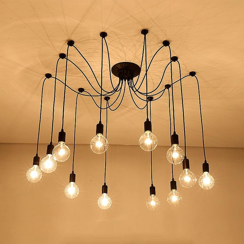 Chandelier DIY Art Spider Ceiling Lamp Fixture Light Hanging Mordern Nordic Retro Edison Bulb Light Vintage Loft Antique hanging
