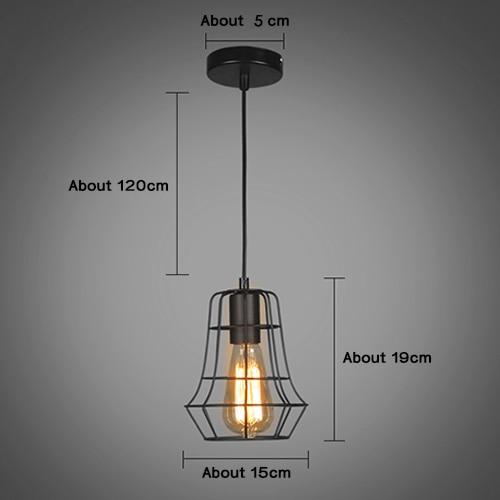 Modern Pendant Light Black Iron Hanging Cage Vintage Led Lamp E27 Industrial Loft Retro Dining Room Restaurant Bar Counter