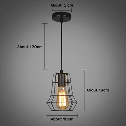 Modern Pendant Light Black Iron Hanging Cage Vintage Led Lamp E27 Industrial Loft Retro Dining Room Restaurant Bar Counter