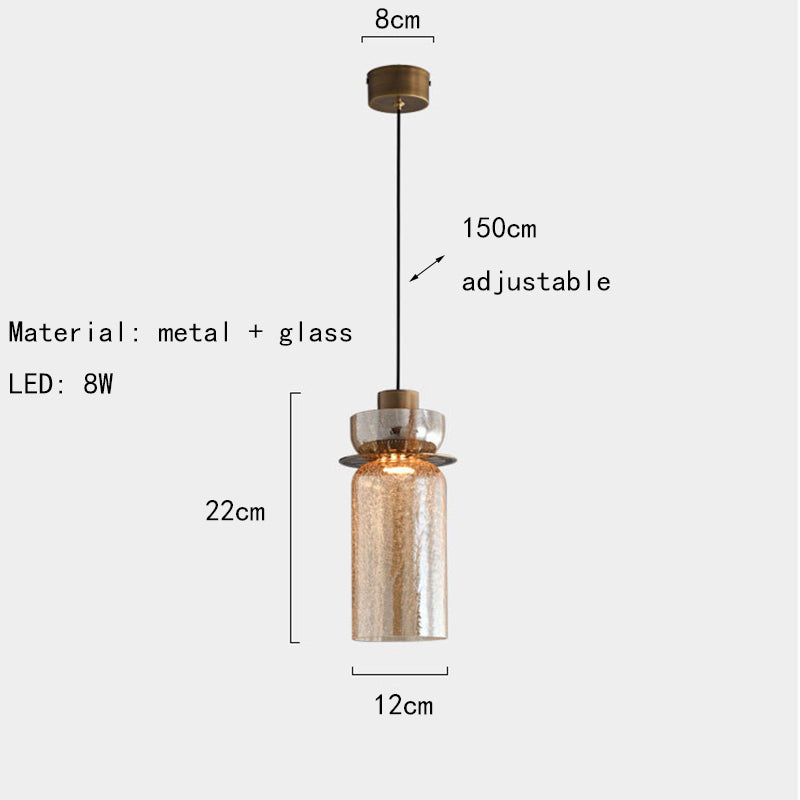 Creative Cracked Glass LED Pendant Light Gold Metal Clear Amber For Dining Room Bedroom Crod Adjustable