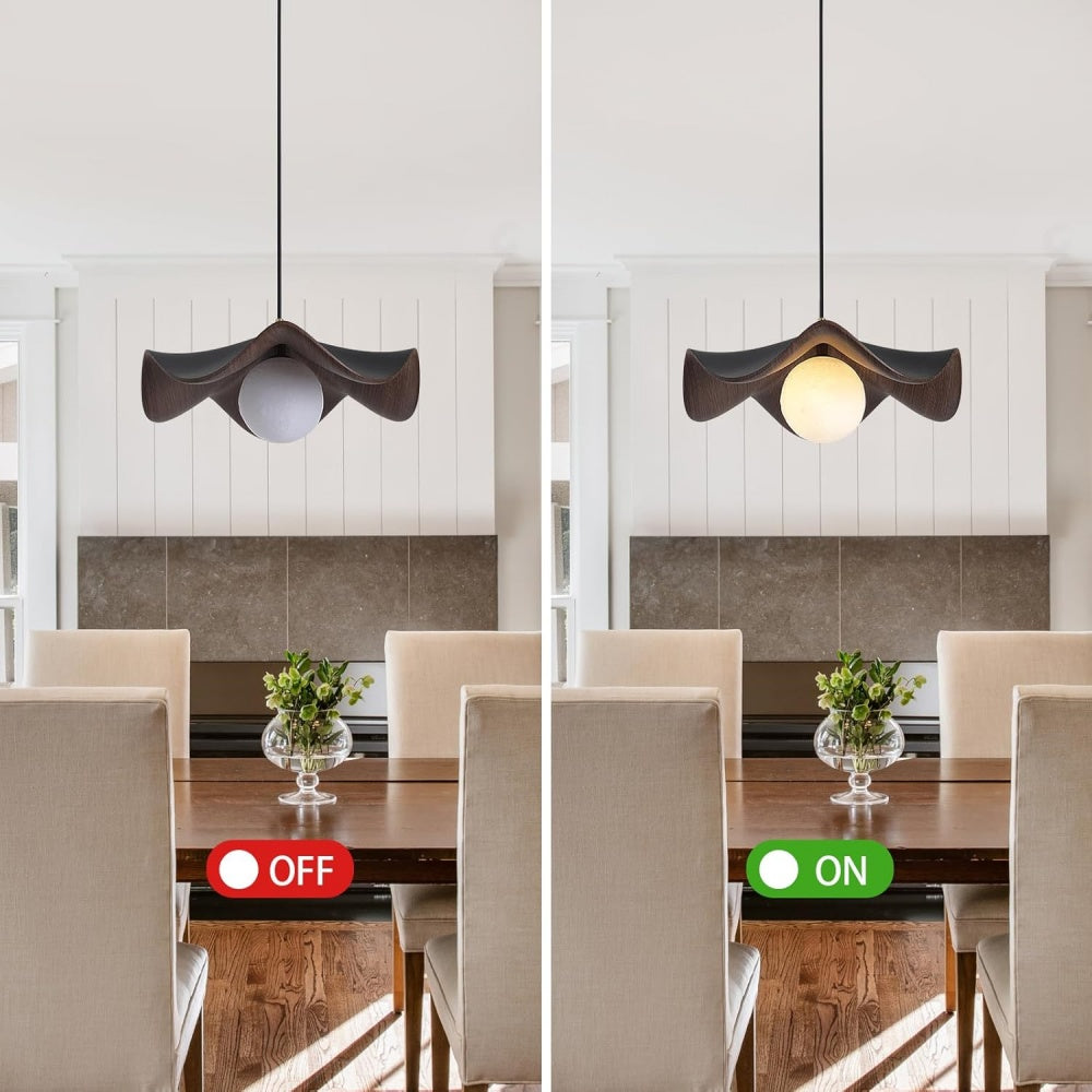 Wabi Sab Lotus Leaf Dining Pendant Light Petal Wood Grain Resin Pendants Lights Colour For Bedroom Dining Room Lighting