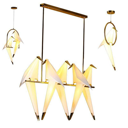 Nordic Bird Iron Pendant Light Paper Crane LED Lamp   Suspension Luminaire Loft Living Room Restaurant Pendant Lamp