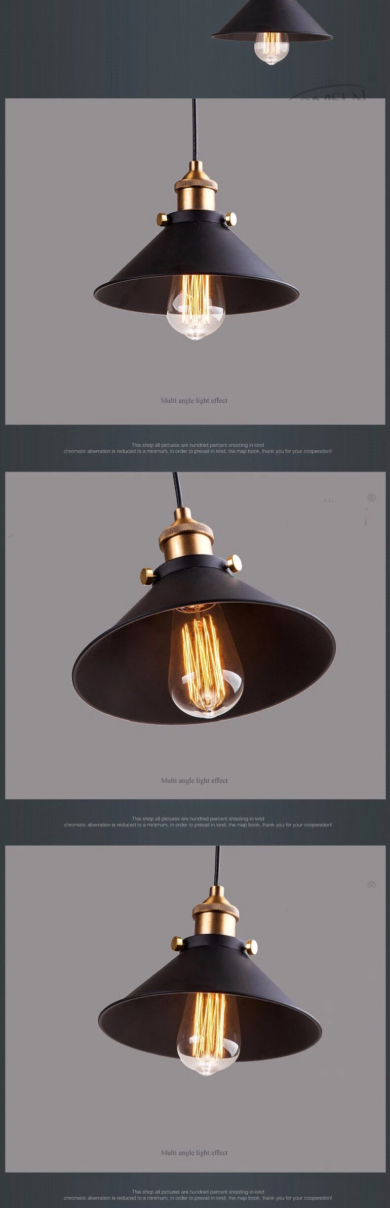 black vintage industrial pendant light nordic retro lights iron lampshade loft edison lamp metal cage dining room Countryside