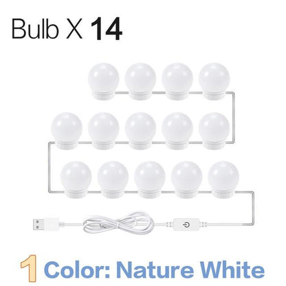 Hollywood Led Makeup Mirror Light 3-color Stepless Dimmable Dressing Table Bathroom Led Wall Lamp USB Make Up Vanity Lighting