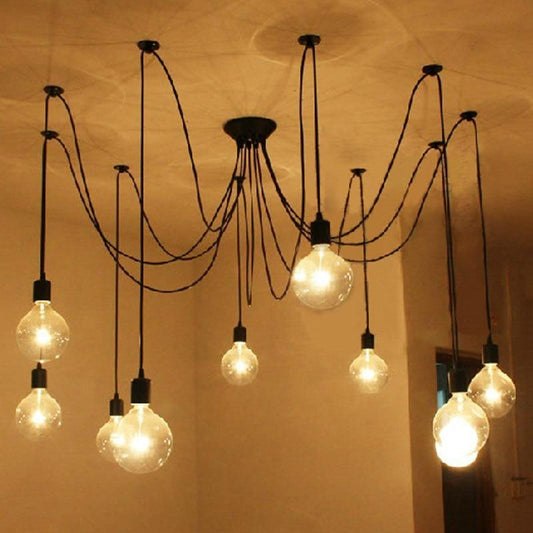 DIY Vintage Nordic Spider Pendant Lamp Multiple Adjustable Retro Pendant Lights Loft Classic Decorative Fixture Lightings