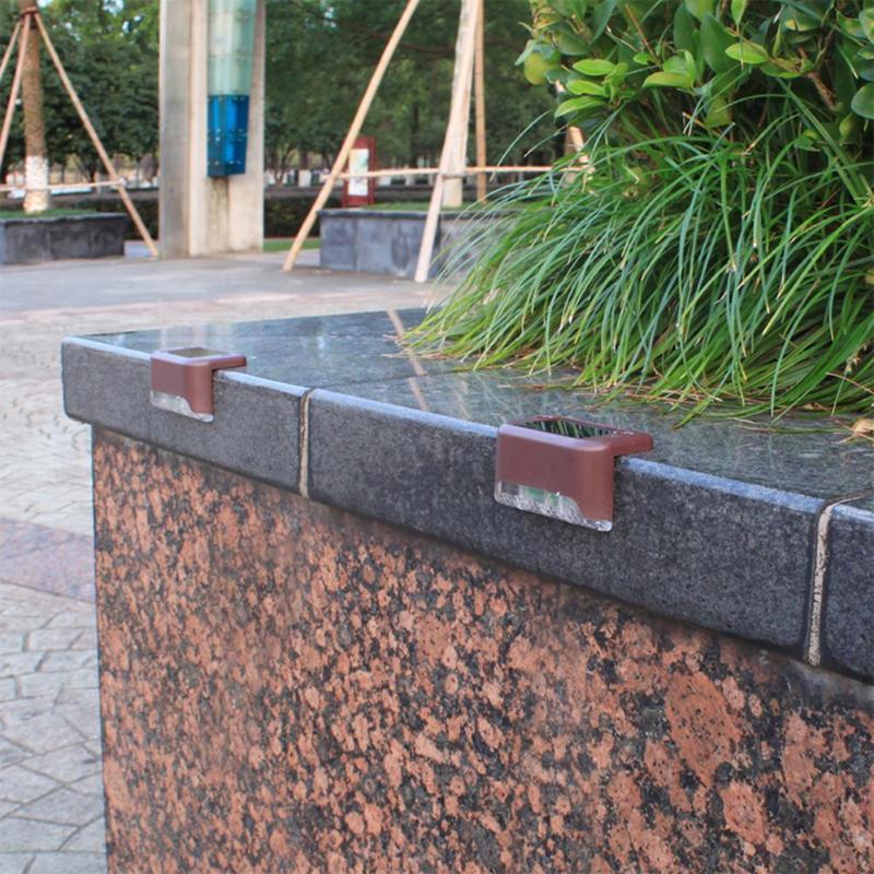 4pcs LED Solar Stair Lamp IP65 Waterproof Outdoor Garden Pathway Yard Patio Stairs Steps Fence Lamps Solar Night Light