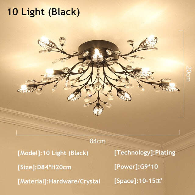 Vintage LED Ceiling Light Crystal Ceiling Lamp For Living Room Loft