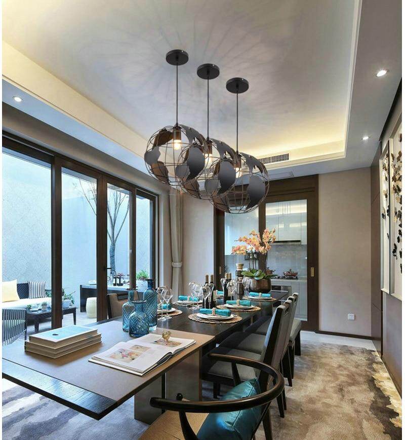 Pendant Light Black/White Creative E27 bulbs Earth Iron Pendant Lamp Edison Bulb for Kitchen Dining Room Restaurant pendant lamp