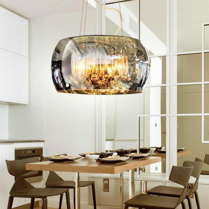 Modern Simple LED Living Room Dining Room Bedroom Lamp Villa Hotel Light Luxury Glass Cover Crystal Chandelier
