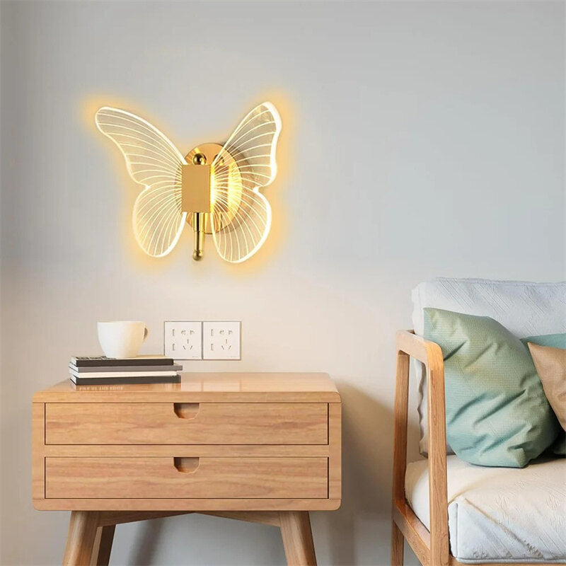 LED Butterfly Wall Lamp Indoor Lighting Bedroom Bedside Living Room Staircase Decoration Butterfly Wall Lamp Ceiling Light
