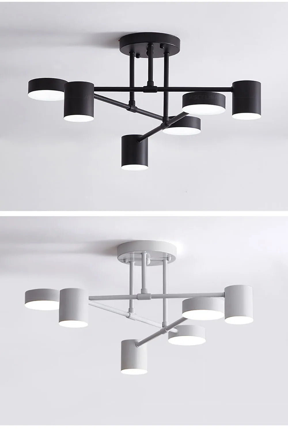 Modern LED Ceiling Chandelier 6 Heads Hanging Lamp Gold Black  For Dining Room Living Rooms Bedroom Hall Home