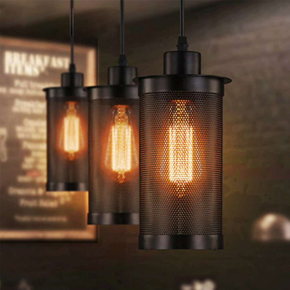 E27 Industrial Cage Ceiling Pendant Light Wire Cage Loft Pendant Lamp Shade Small Hanging Lighting