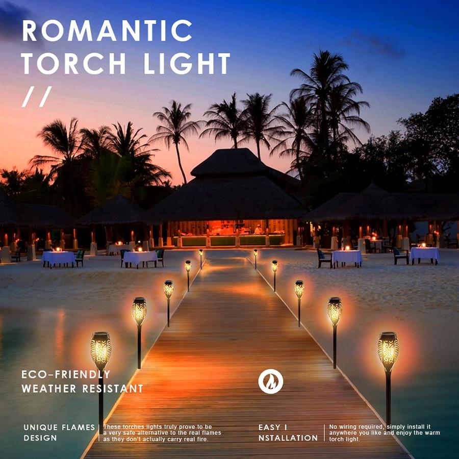 LED Solar Flame Torch Lamp Outdoor Lights Solar Garden Light Flickering Lamp Courtyard Balcony Lawn Path Spotlight ping