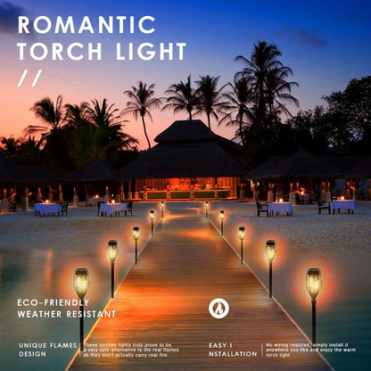 LED Solar Flame Torch Lamp Outdoor Lights Solar Garden Light Flickering Lamp Courtyard Balcony Lawn Path Spotlight ping