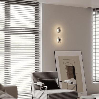 Modern Round Crystal Bedside Lamp Bedroom Living Room LED Sconce Minimalist Art Circular Corridor Mirror Wall Lights