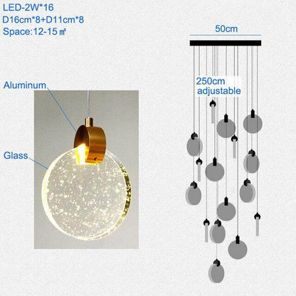 Modern Pendant Lamp For Stairwell Led Hanging Light For Hall Pendant Lights Living Room Round Glass Restaurant Kitchen Lighting